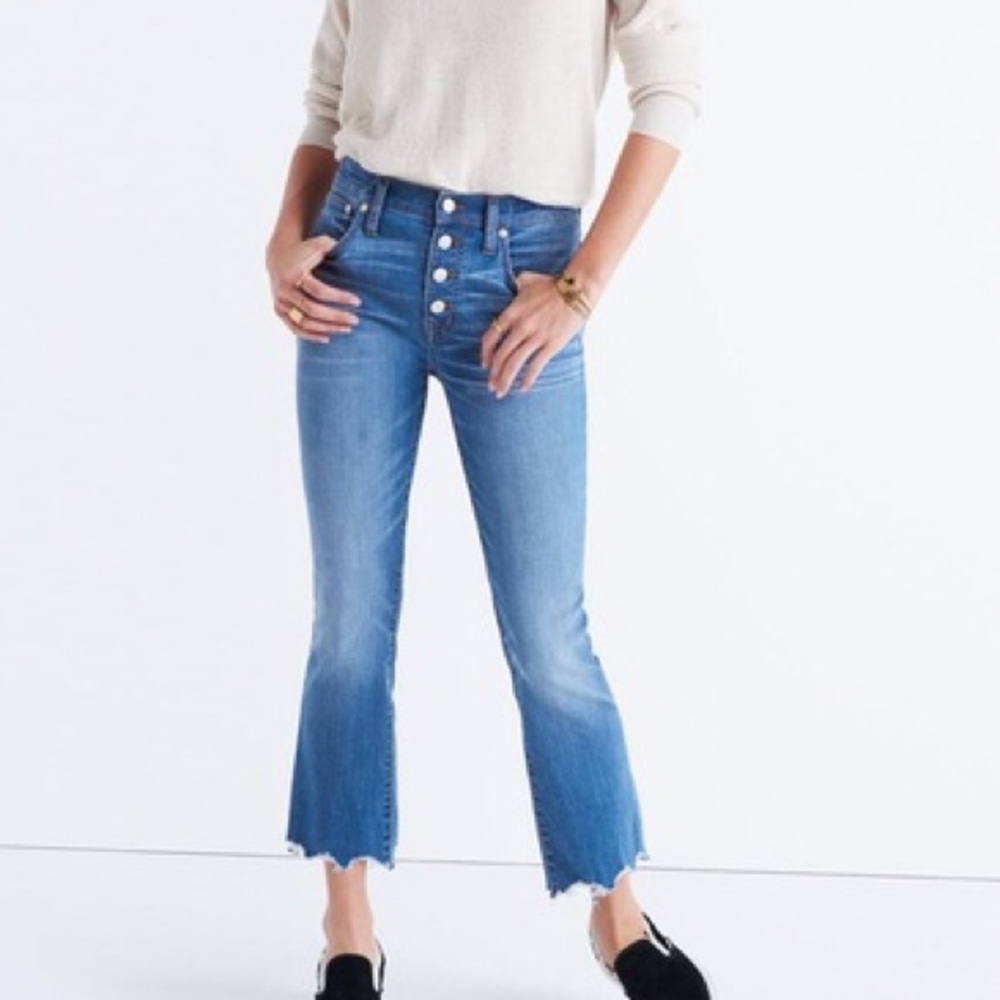 Madewell Cali Demi-Boot Jeans w/ Destructed Hem